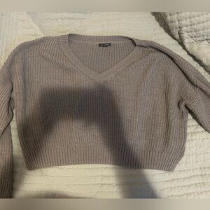 Wild Fable Taupe V-Neck Crop Top